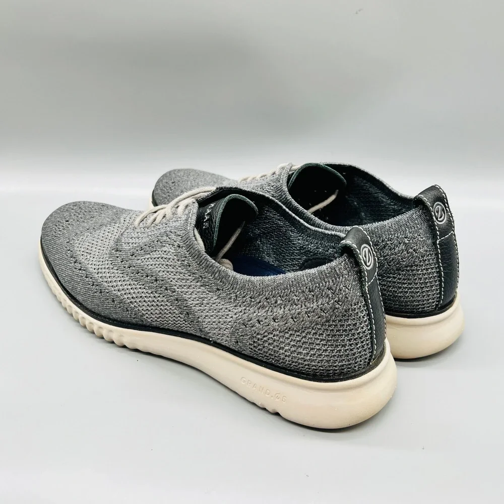 Cole Haan Shoes Mens 10.5 Gray Knit Zerogrand Stitchlite Wingtip Oxford Sneakers